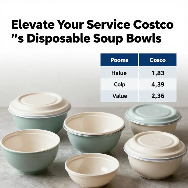 An engaging display of Costco’s eco-friendly soup bowls and lids highlights their functionality and appeal.