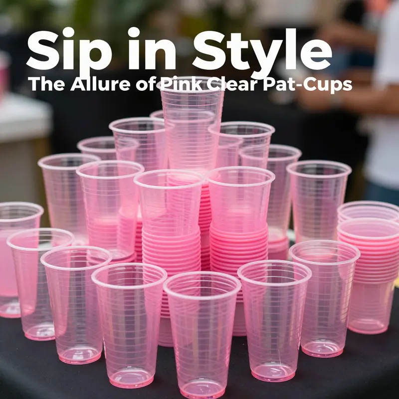 An array of pink portable clear plastic cups, showcasing their versatility and appeal for different occasions.