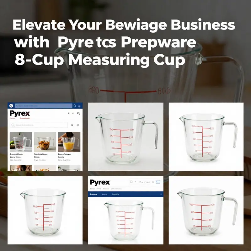 The Pyrex Prepware measuring cup offers clarity and functionality, essential for precise ingredient measurement.