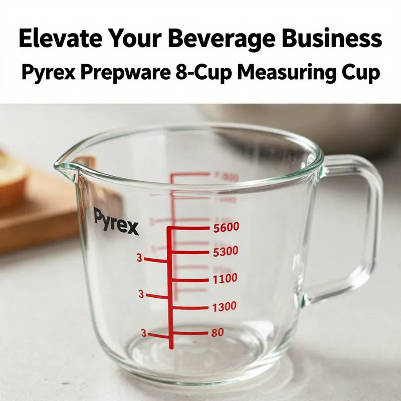 The Pyrex Prepware measuring cup offers clarity and functionality, essential for precise ingredient measurement.