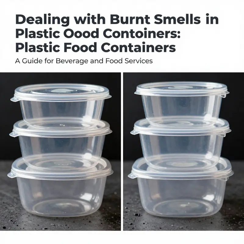 Evidence of overheating on a plastic food container, highlighting potential risks in the food service industry.