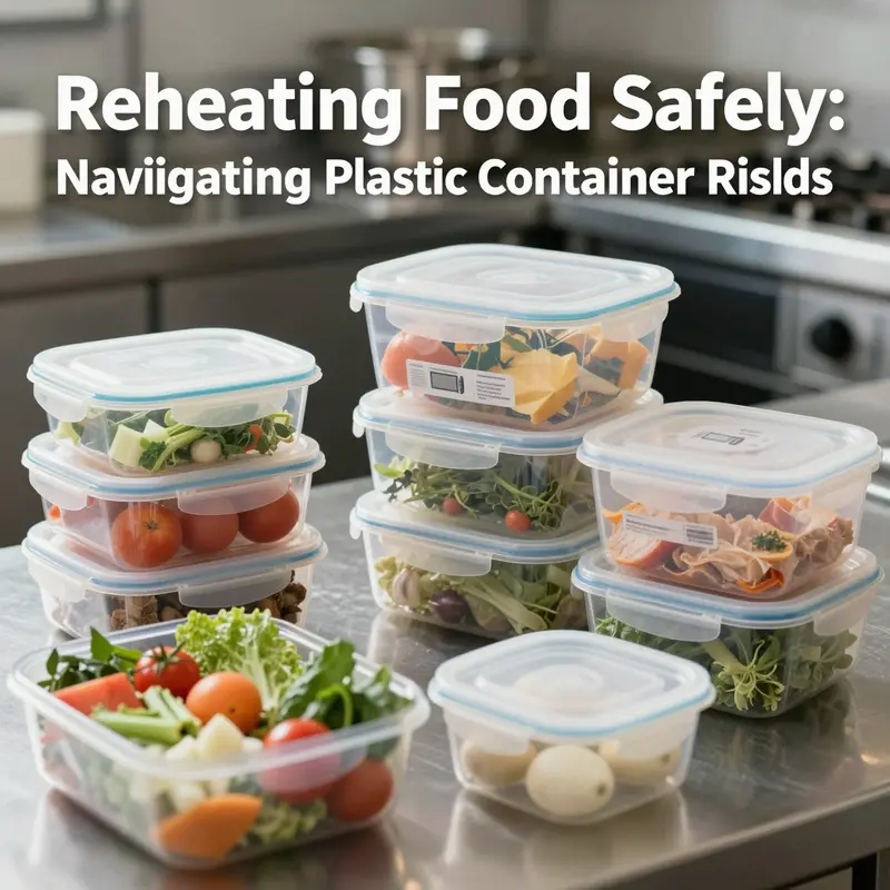 An overview of plastic containers and potential risks when reheating food.