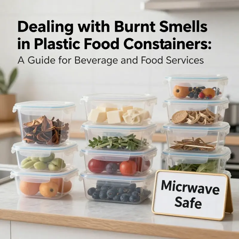 Evidence of overheating on a plastic food container, highlighting potential risks in the food service industry.