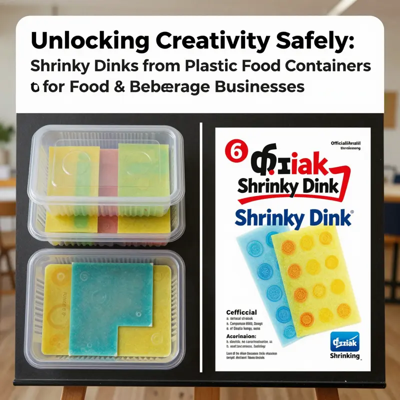 Close-up of #6 polystyrene food containers prepared for safe crafting with Shrinky Dinks, alongside safety equipment.
