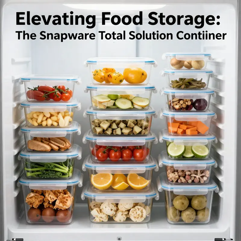 The Snapware Total Solution 1 Container highlighting its clear design and airtight seal, ideal for preserving ingredients.