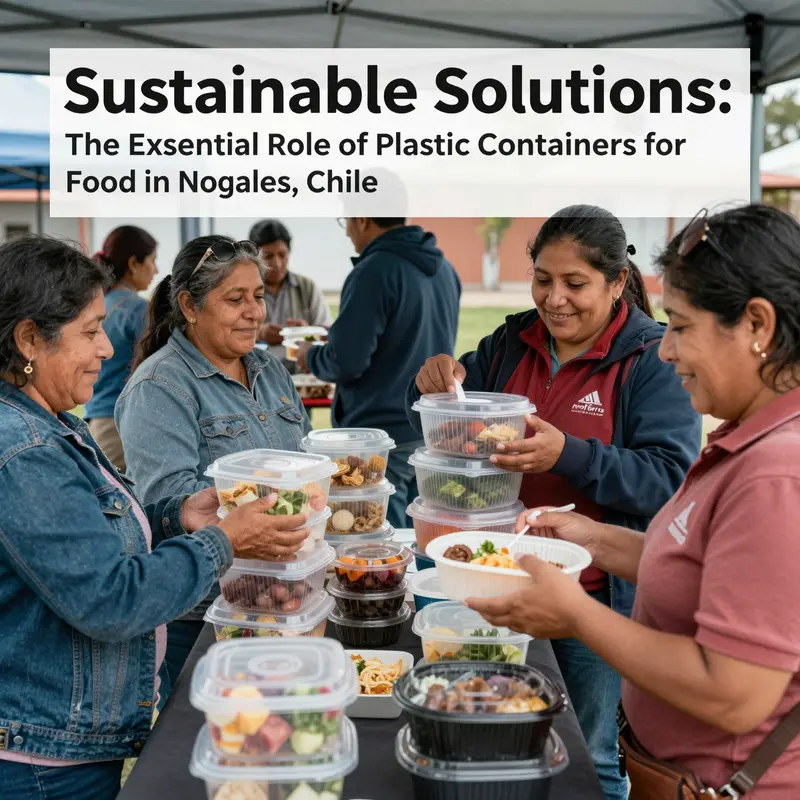 Food-grade plastic containers compliant with safety standards used in Nogales, Chile.