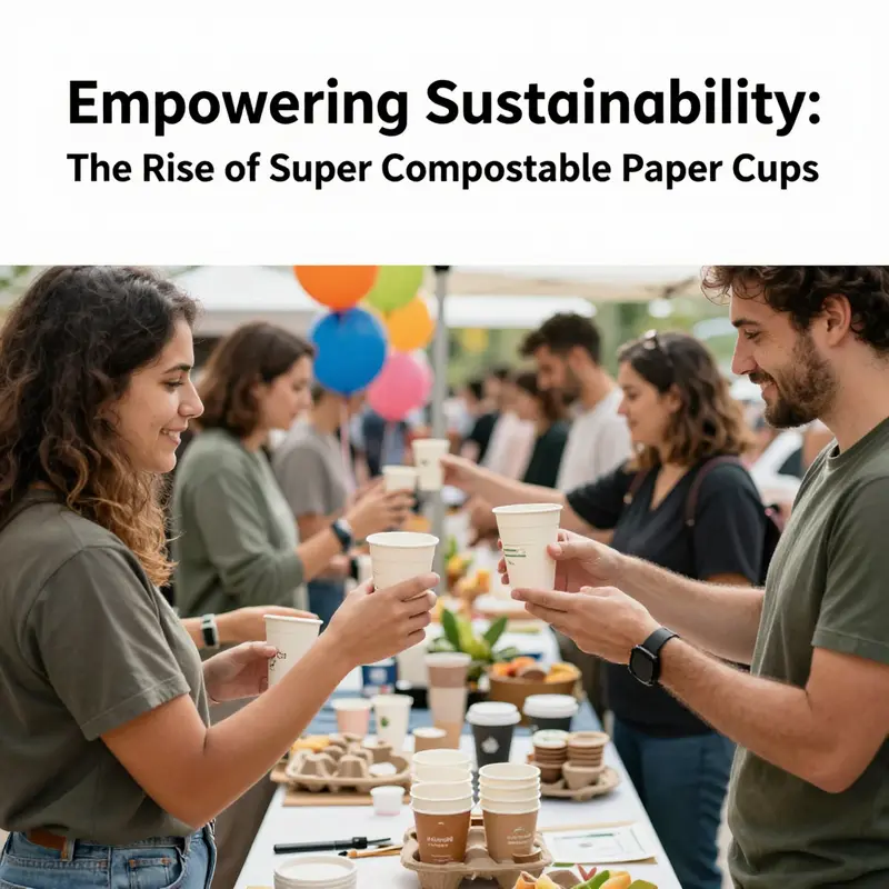 A detailed view of the innovative design of super compostable paper cups highlighting their durability.