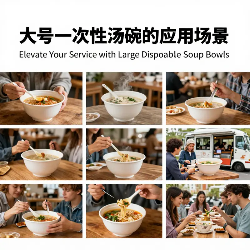 An array of large disposable soup bowls highlighting diverse designs and usages.
