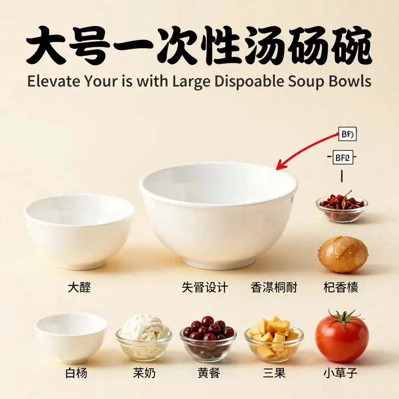 An array of large disposable soup bowls highlighting diverse designs and usages.