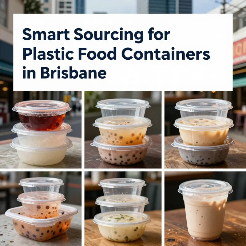 A diverse selection of plastic food containers used by Brisbane businesses highlights efficient sourcing options.