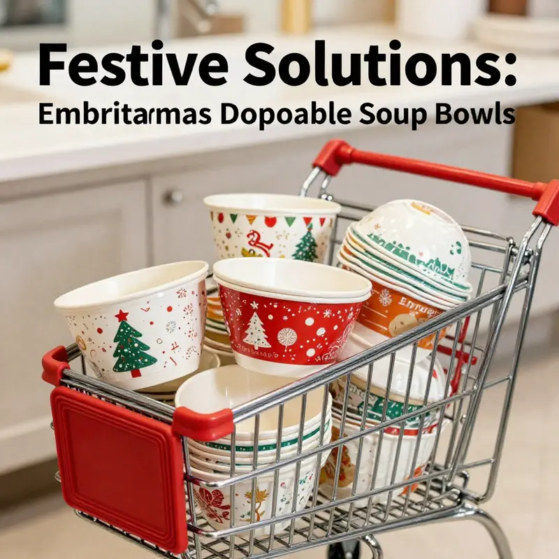 A collection of Christmas disposable soup bowls featuring vibrant seasonal designs and durable materials.