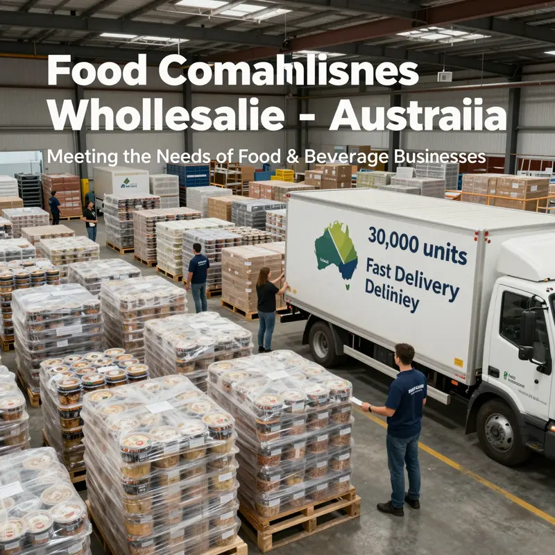 Various food-grade containers certified to Australian standards showcased at a wholesale warehouse.