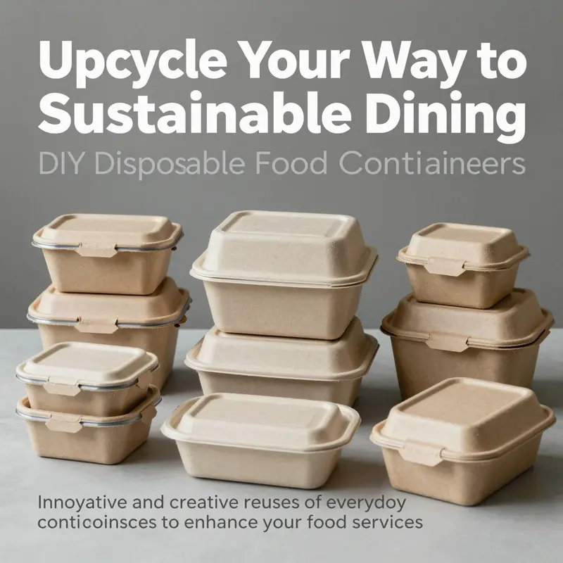 An assortment of colorful and creatively designed DIY food containers promoting sustainable practices in dining.