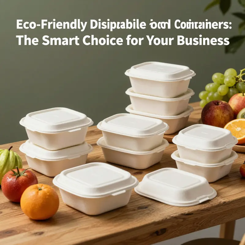 Eco-friendly disposable food containers showcasing sustainable materials in a natural setting.