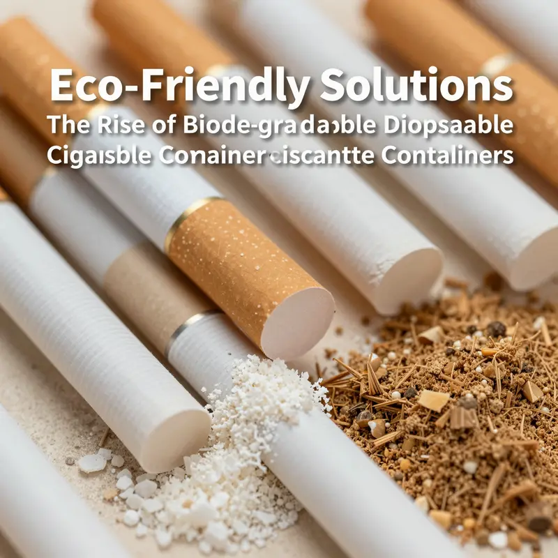 Biodegradable disposable cigarette container promoting waste reduction in an outdoor park.