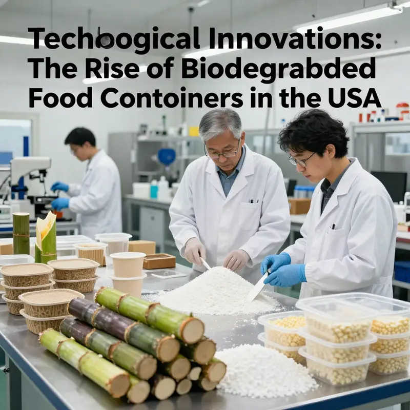 A city market showcasing biodegradable food containers, reflecting the impact of environmental regulations.