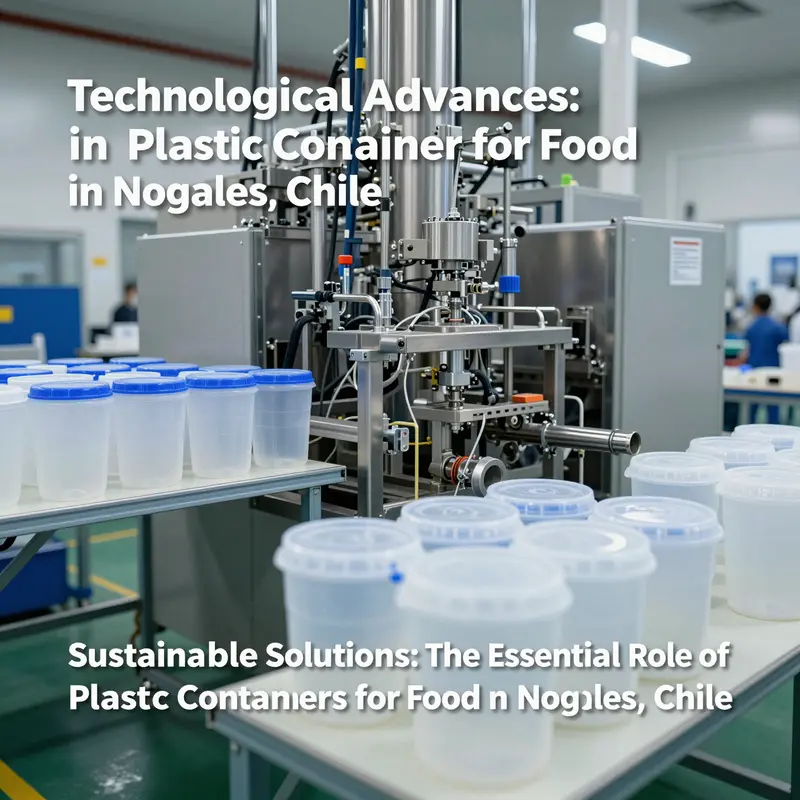 Food-grade plastic containers compliant with safety standards used in Nogales, Chile.