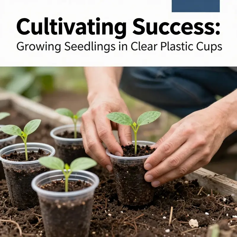 Step-by-step guide for growing seedlings in clear plastic cups.
