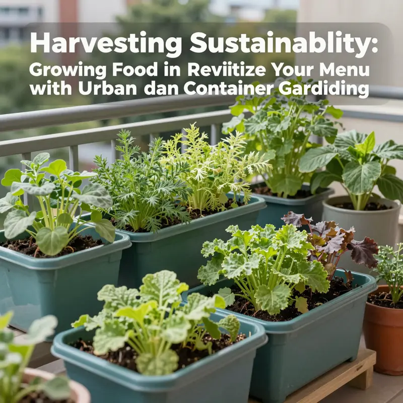 A thriving urban garden on a balcony, demonstrating the potential of using plastic containers for growing vegetables and herbs.