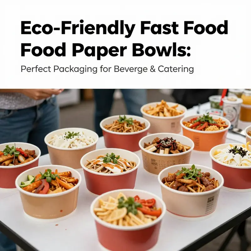 A variety of customized fast food paper bowls showcasing diverse designs, perfect for branding.