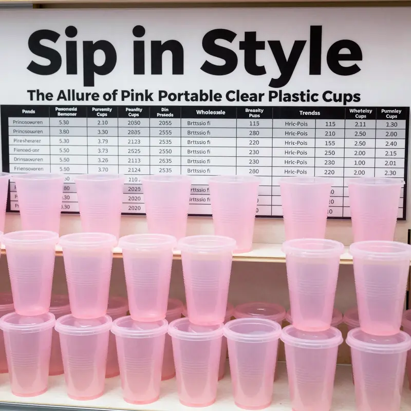 An array of pink portable clear plastic cups, showcasing their versatility and appeal for different occasions.