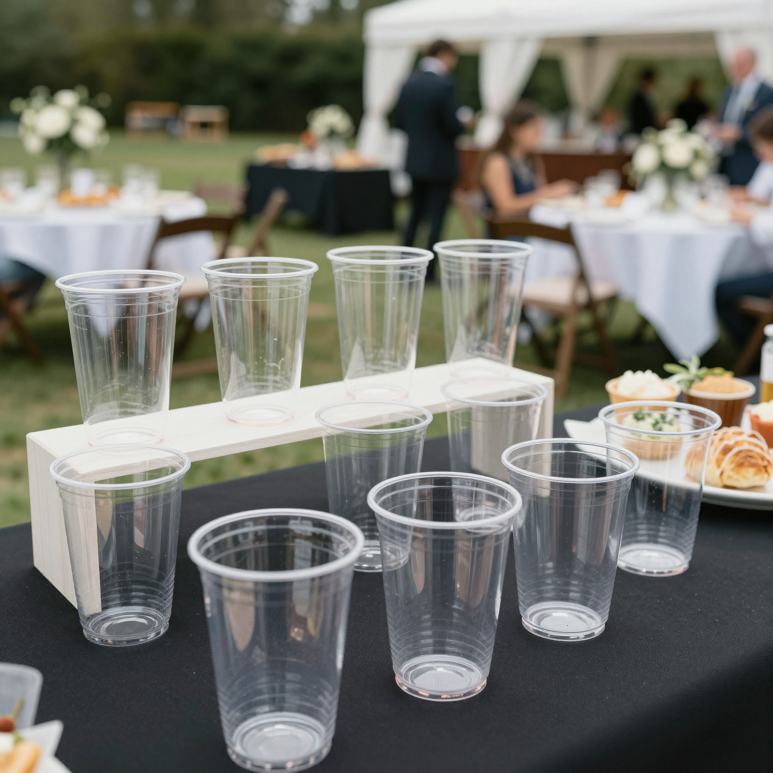12 oz Clear Plastic Cups at Various Events