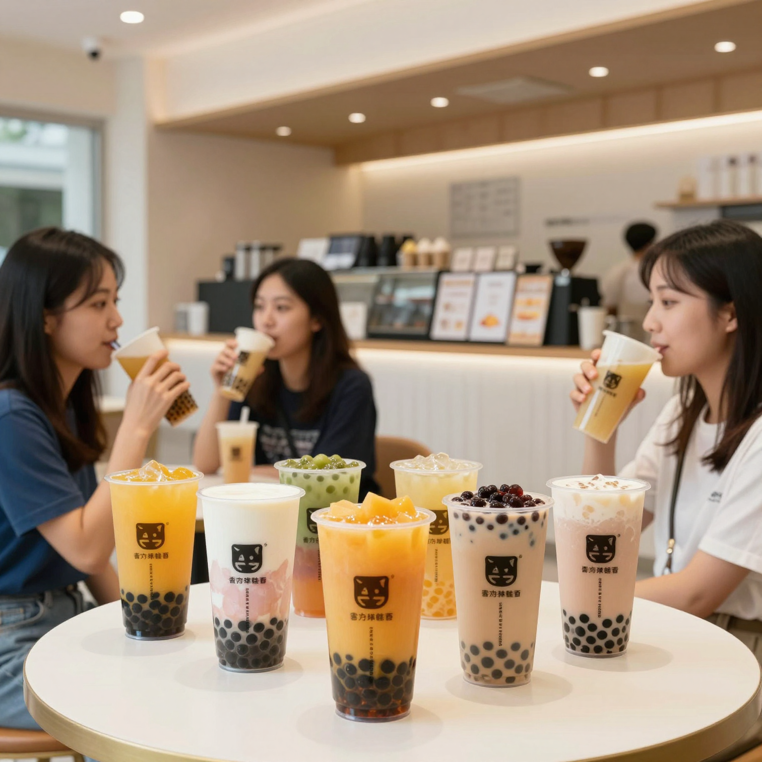 Bubble tea in clear 9 oz plastic cups