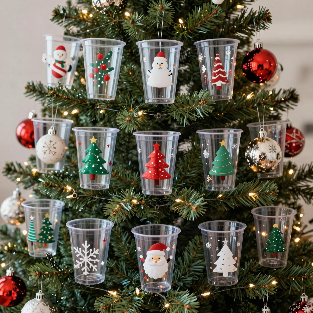 Clear Plastic Cup Christmas Ornaments
