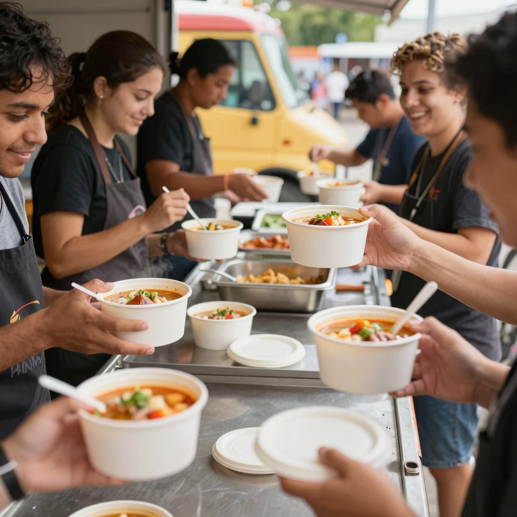 Disposable Soup Bowls in Action