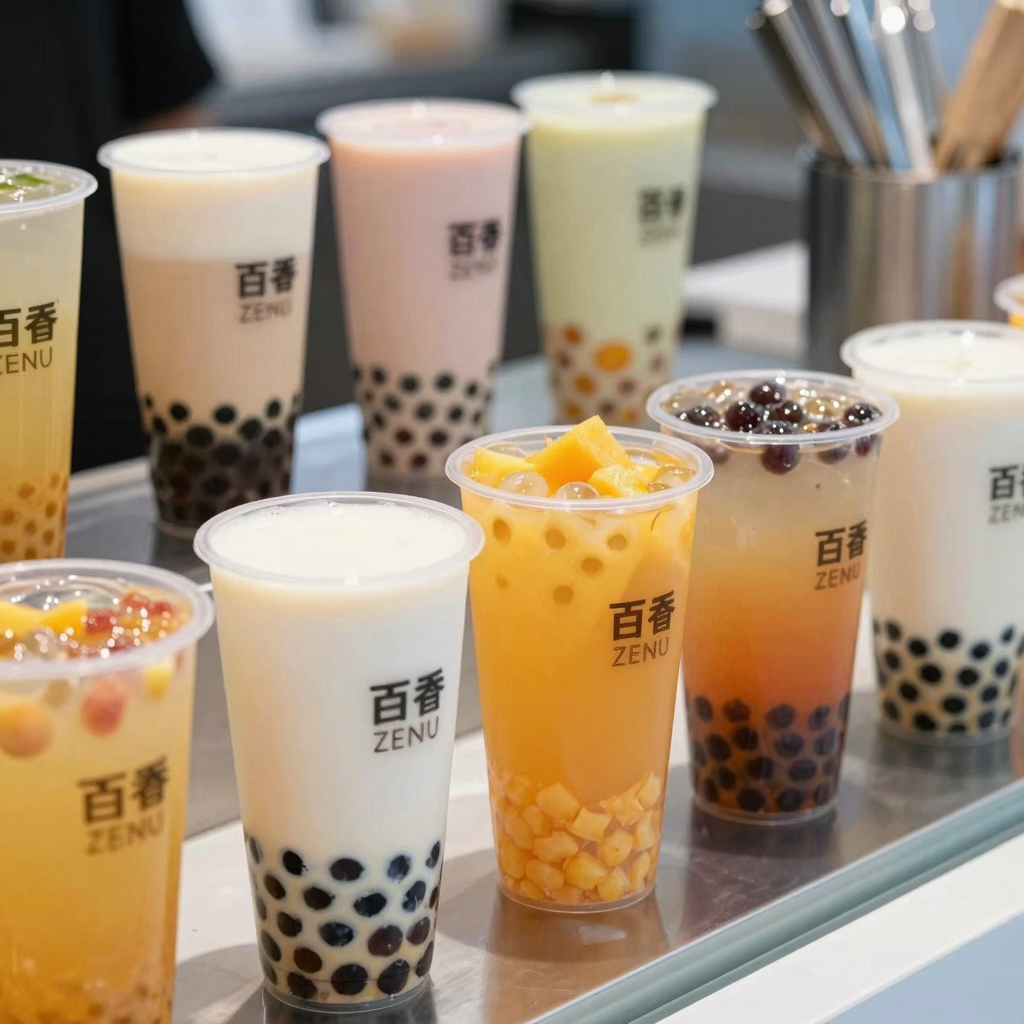 Trendy Bubble Tea in Transparent Cups