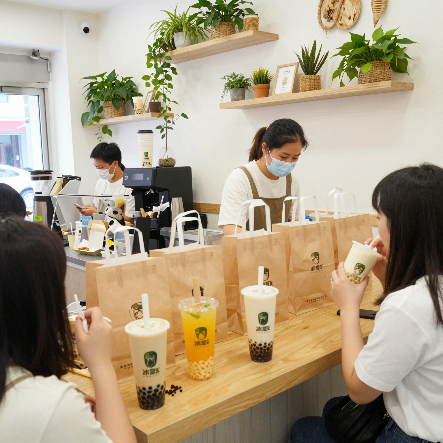 Bubble tea shop with eco-friendly packaging