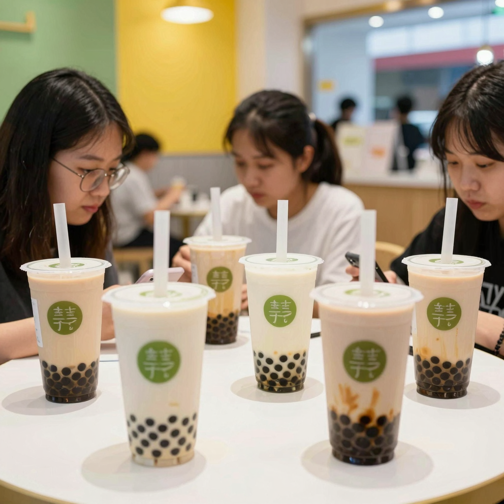 Bubble tea in disposable plastic cups