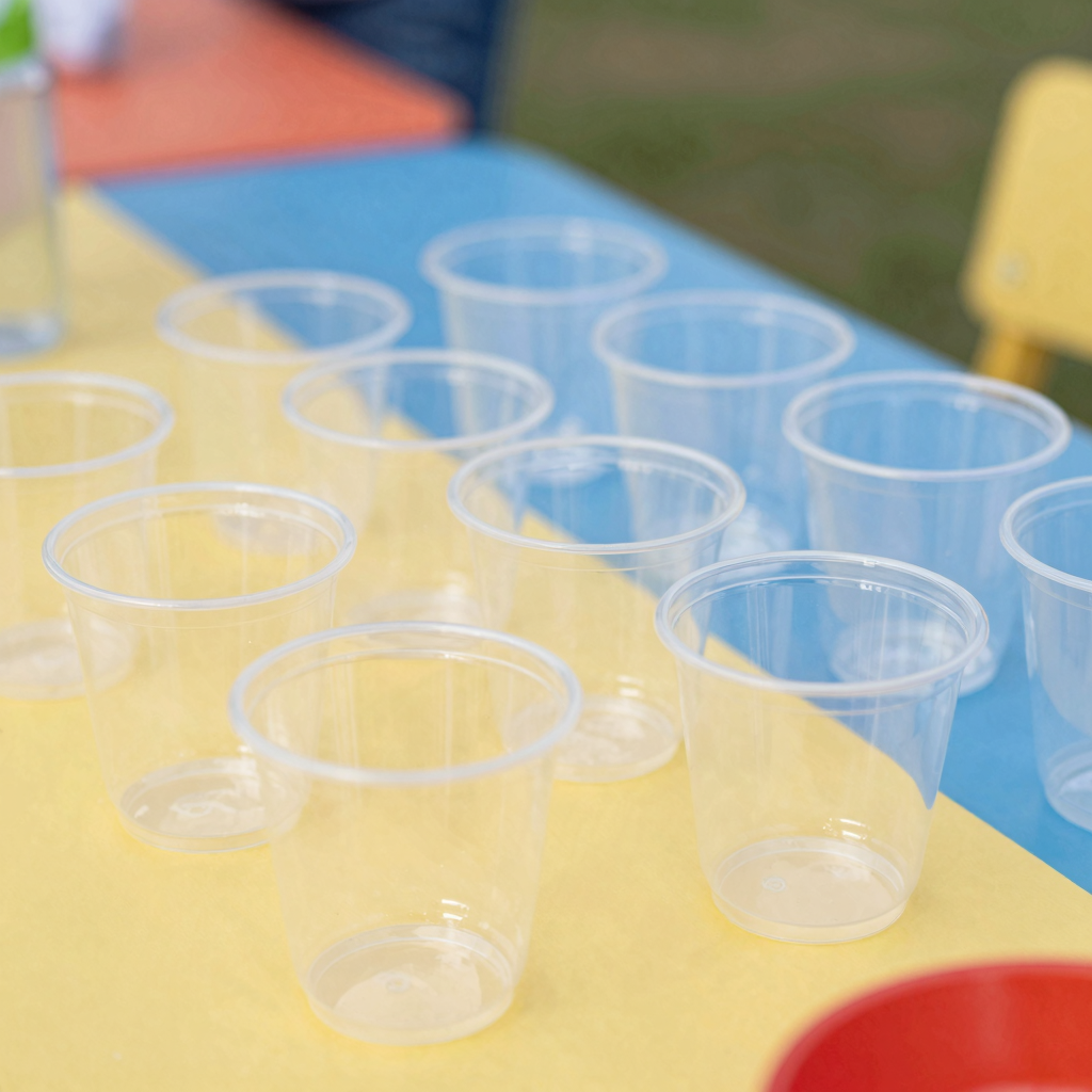 Small clear plastic kid cups