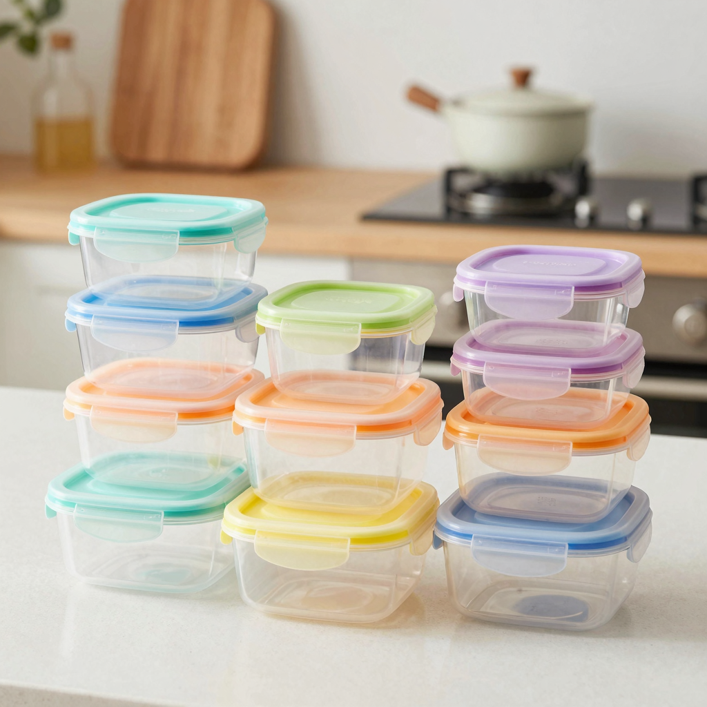 Image of small plastic food storage containers with twist lids