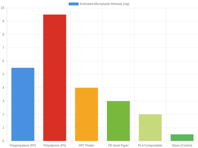 Chart: Estimated Relative Microplastic Release by Container Material