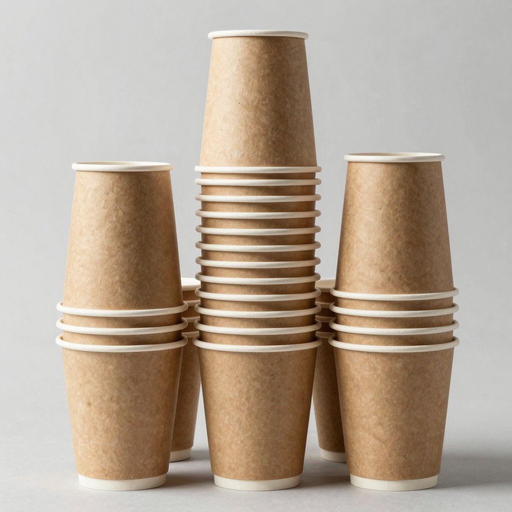 Stack of 10oz Compostable Paper Cups