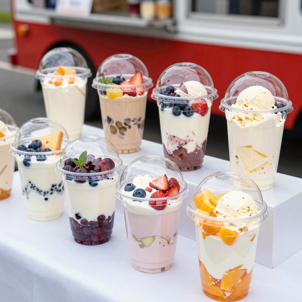 8 oz Clear Plastic Cups with Dome Lids