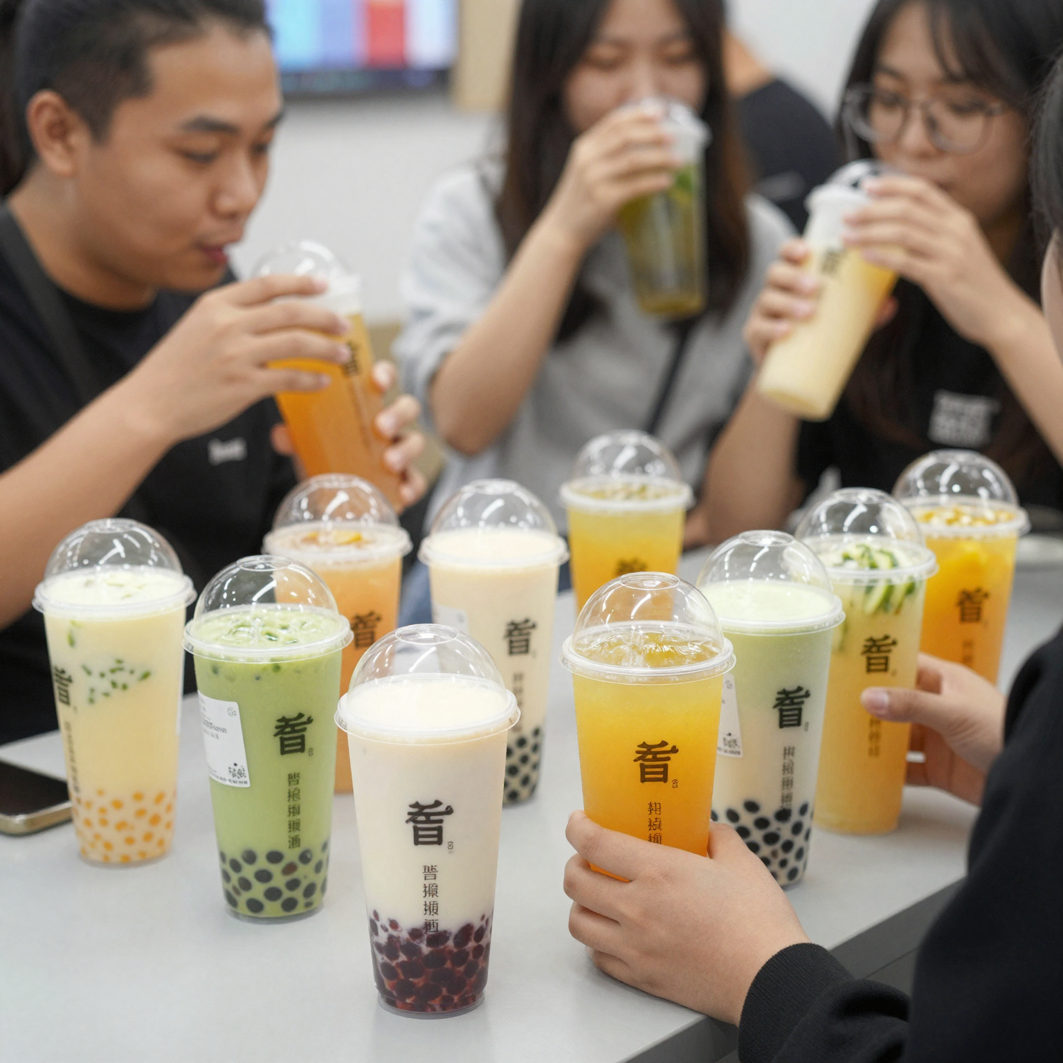 8 oz Clear Plastic Cups in Use