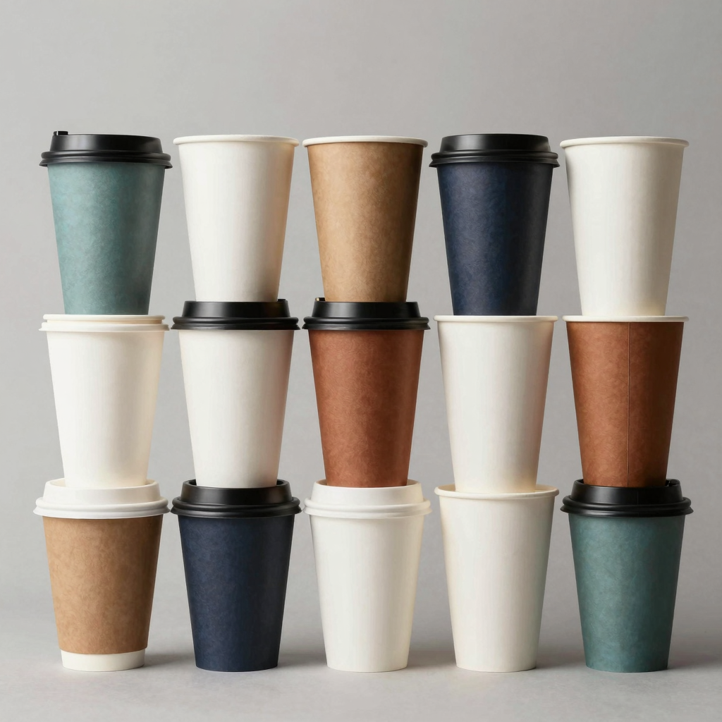 Variety of Disposable Paper Coffee Cups