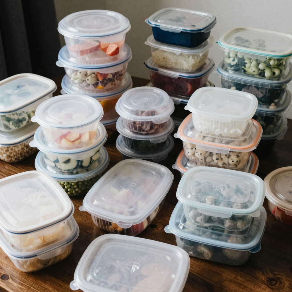 Chaotic Scene of Food Containers