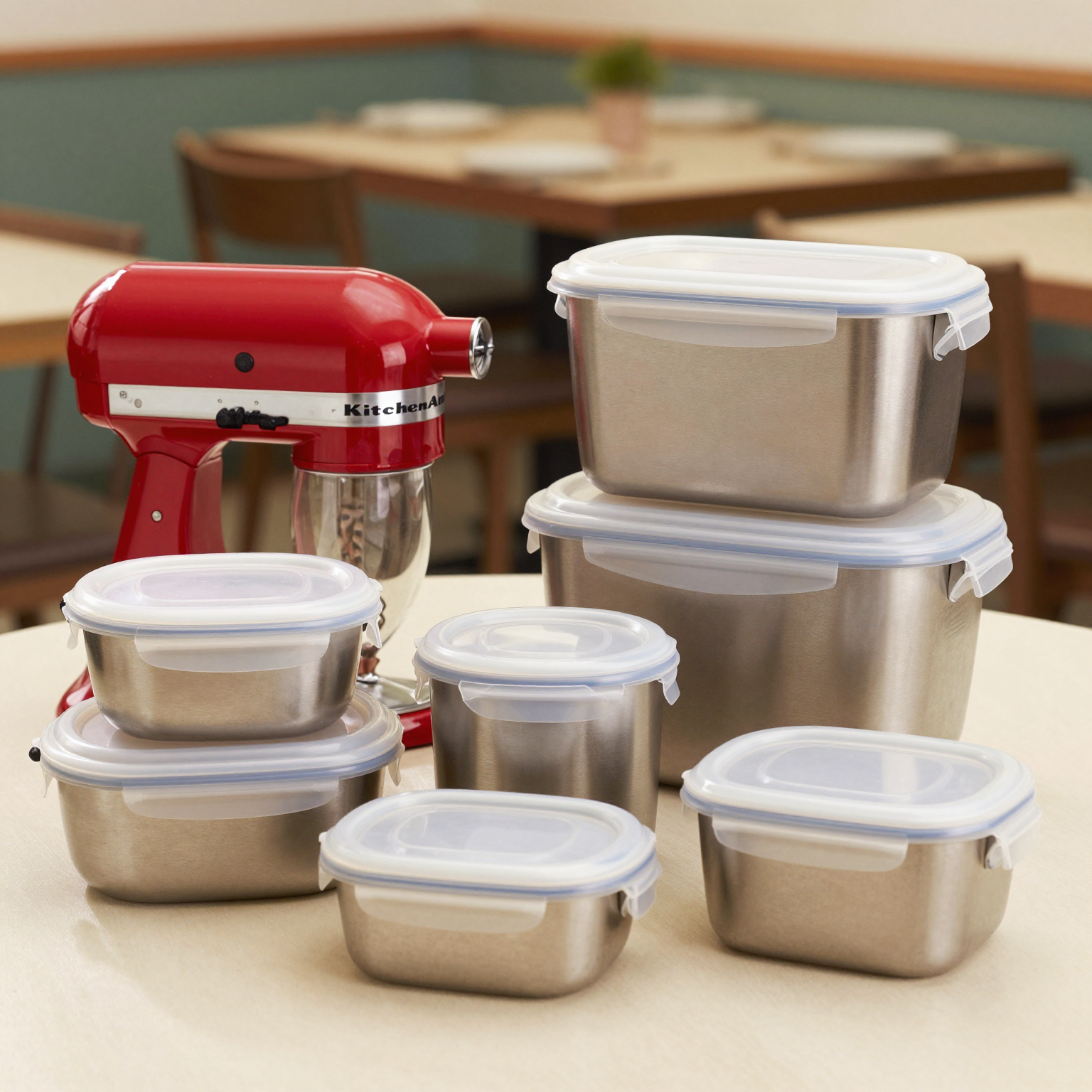 KitchenAid Metal Food Containers with Plastic Lids