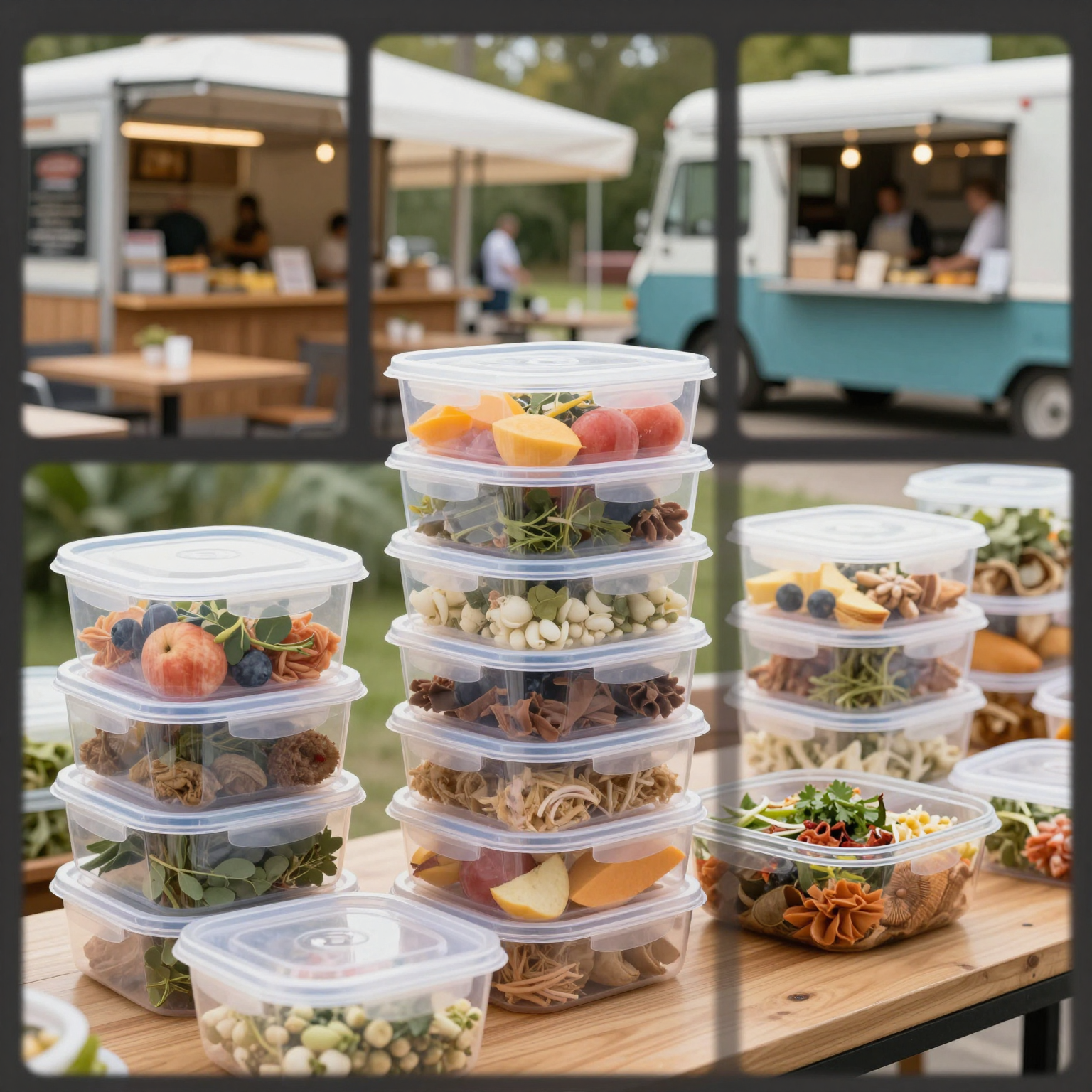 Large Clear Plastic Food Containers with Lids