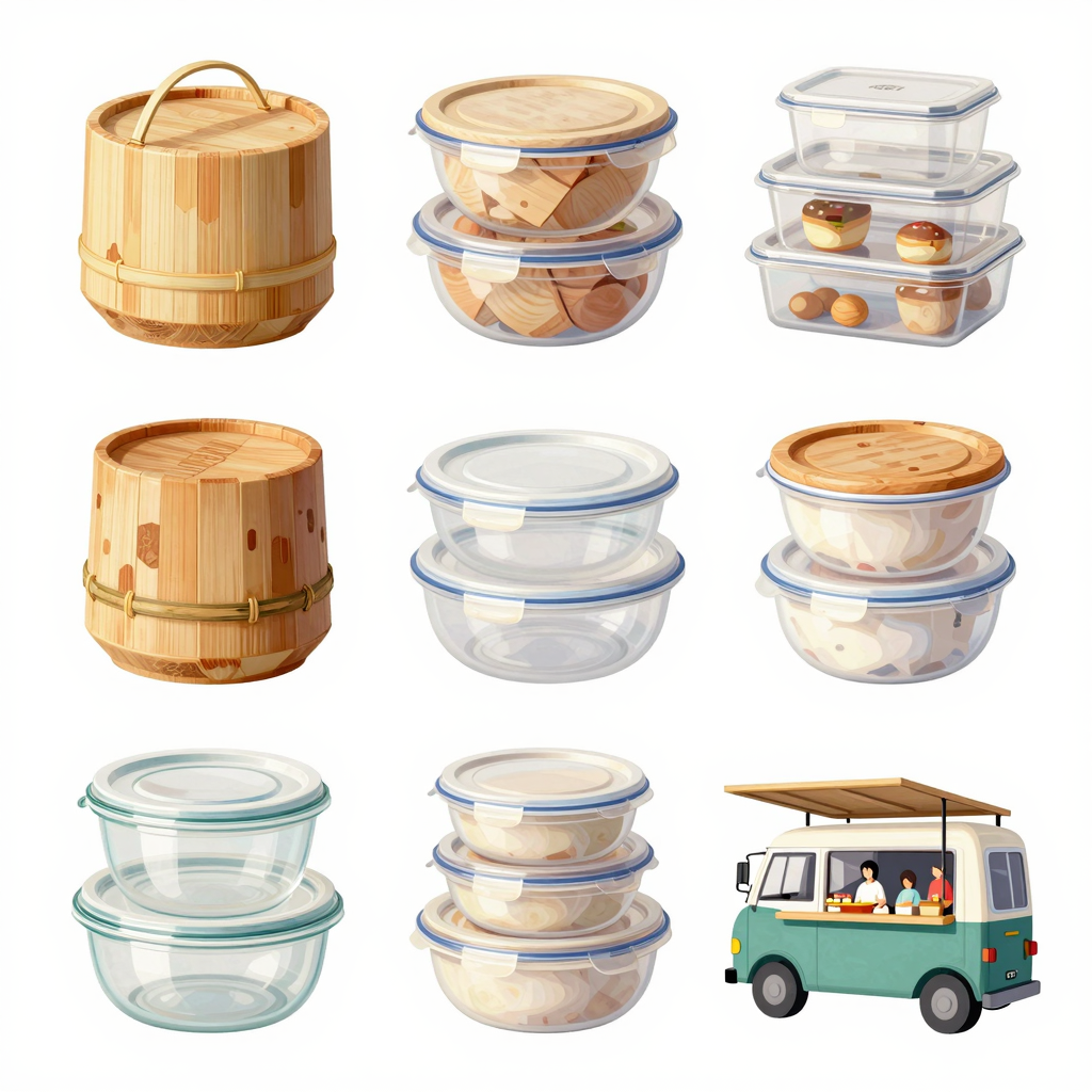Illustration of Non-Plastic Food Containers