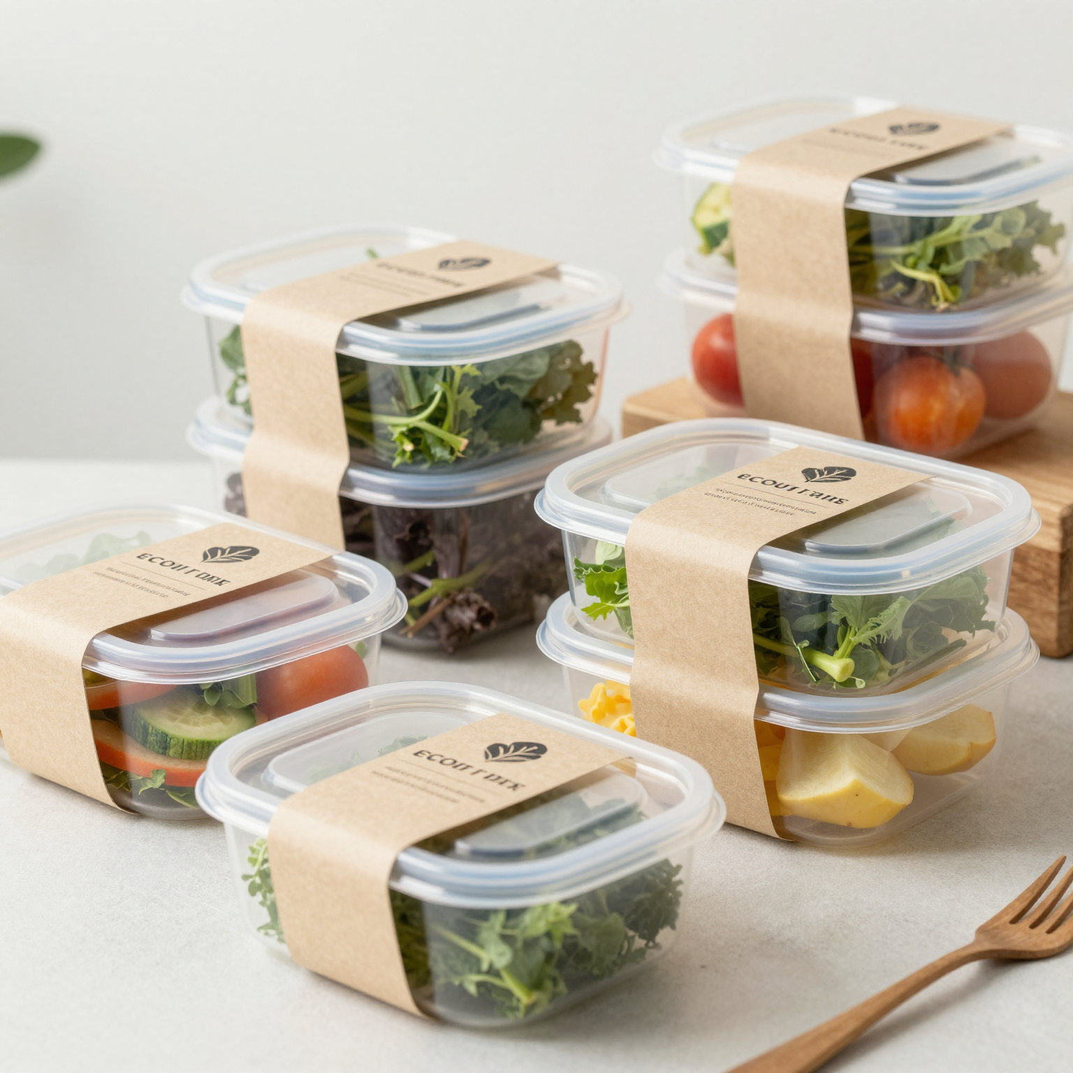 Eco-friendly food storage setup featuring containers and ingredients