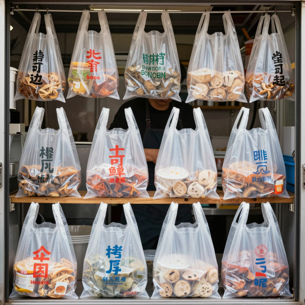 Takeout Plastic Bags in Use
