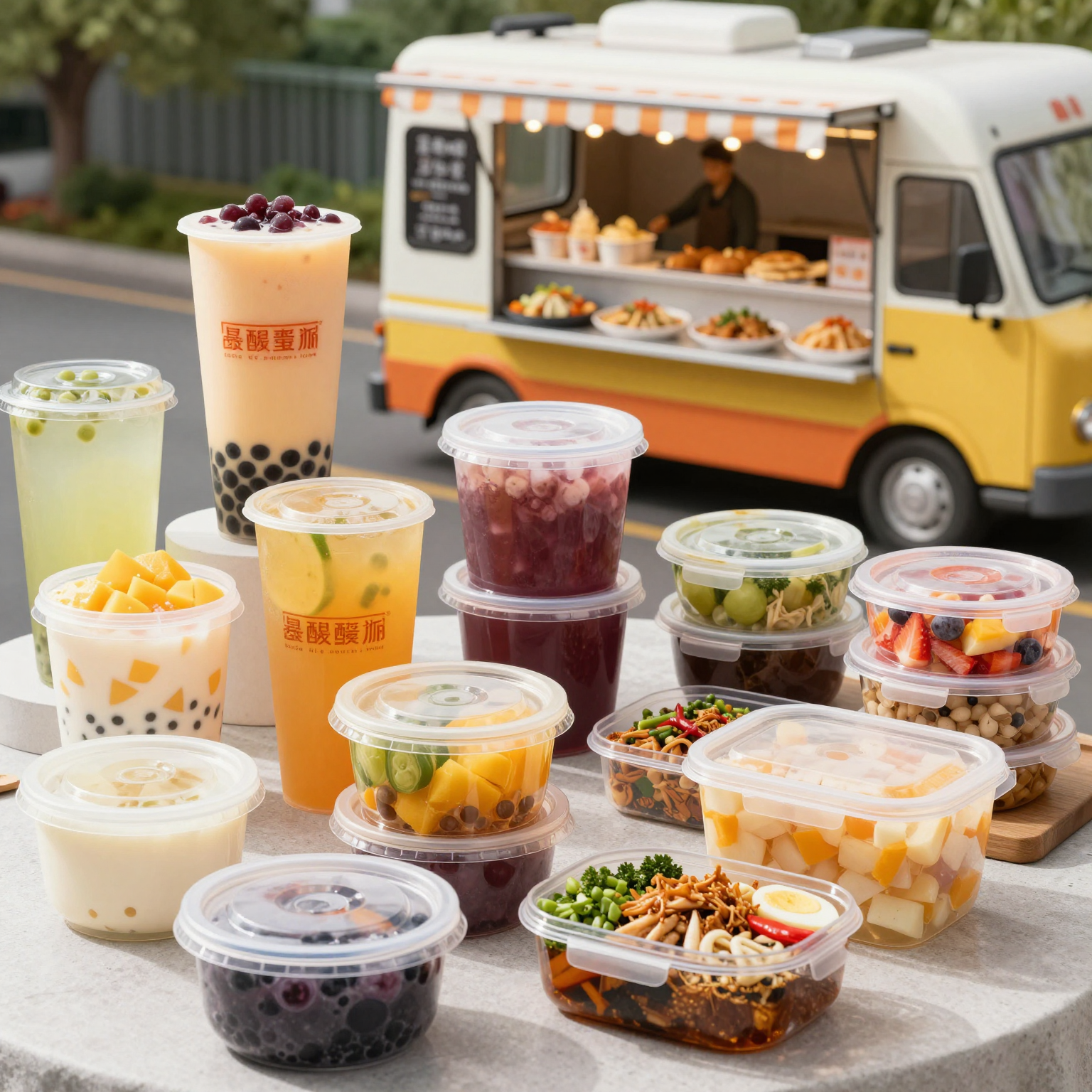 Vibrant and engaging visual representation of food containers