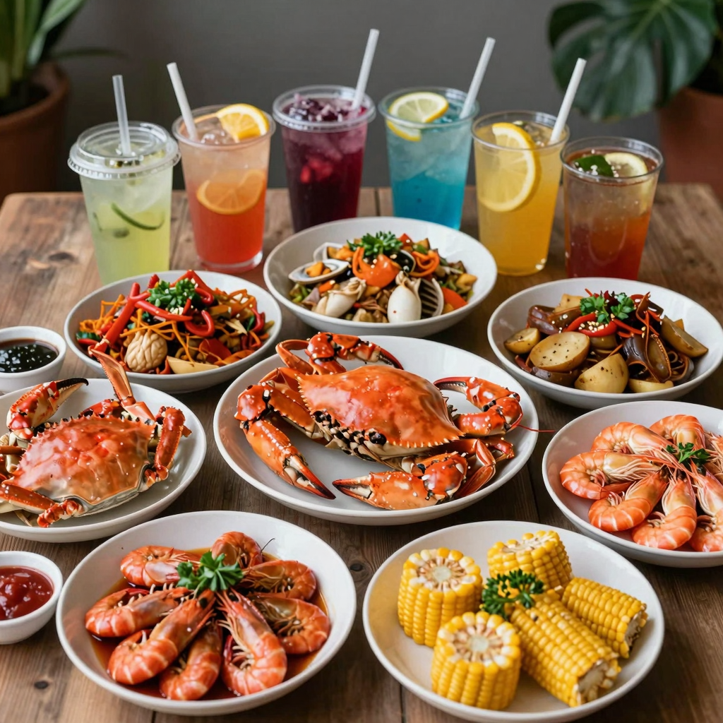 Crab Bag Takeout Spread