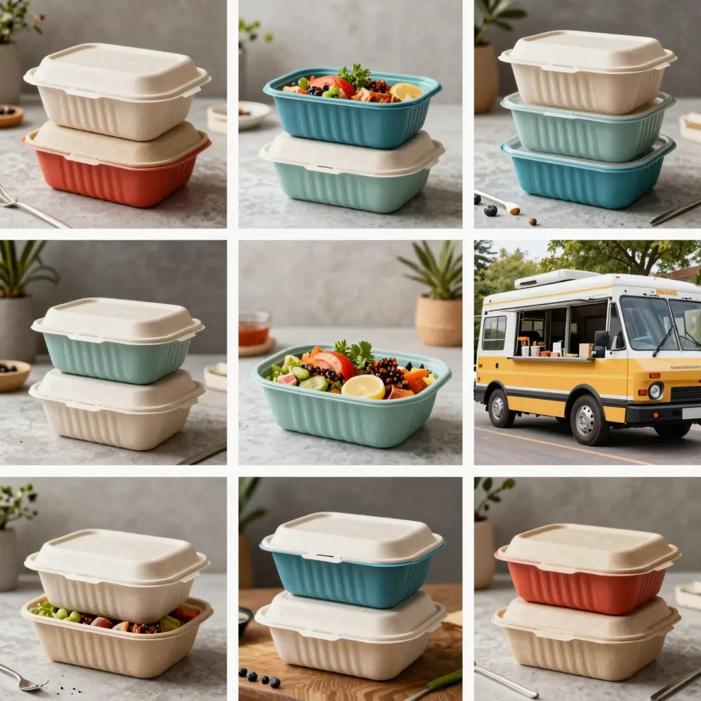 Eco-Friendly Disposable Food Containers Collage