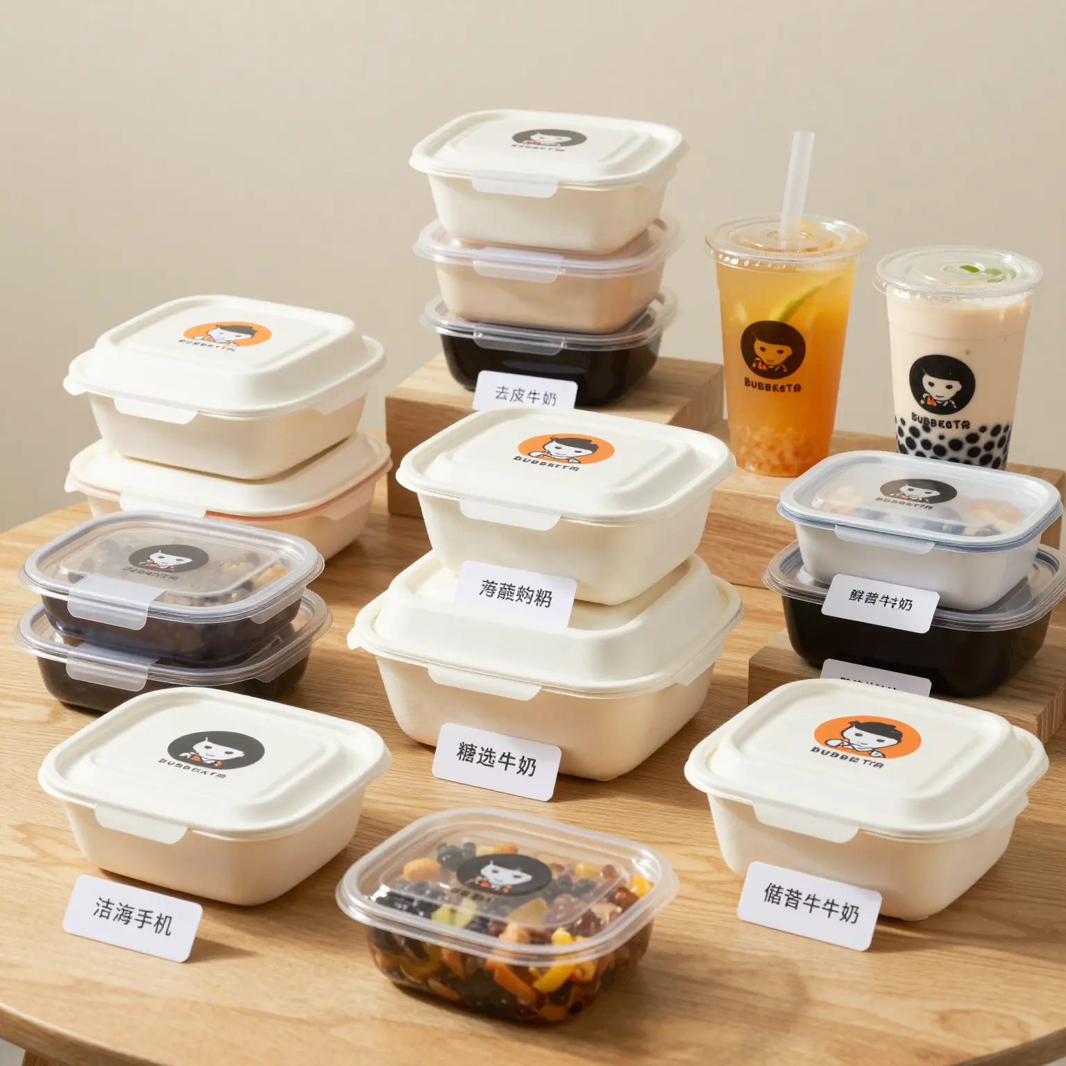 Examples of disposable plastic food containers