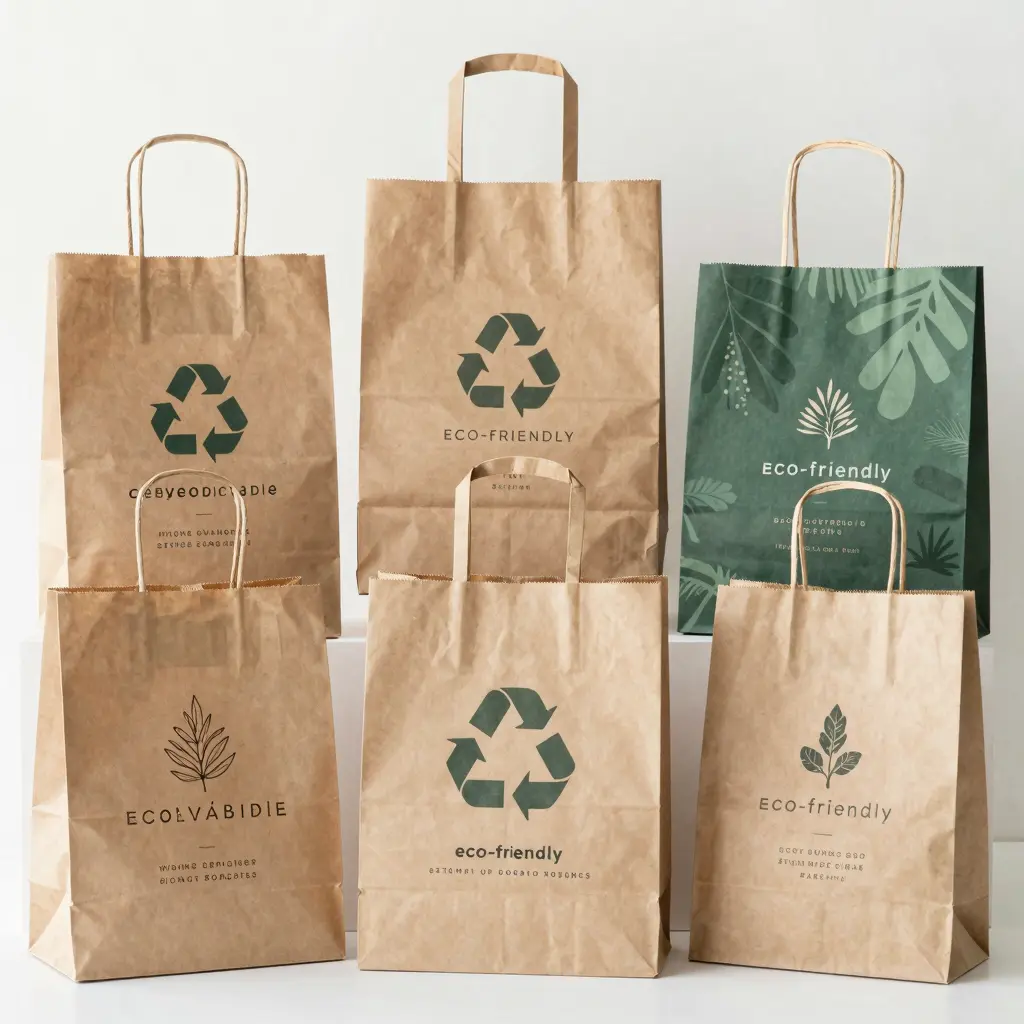 Eco-Friendly Labeled Takeout Paper Bags
